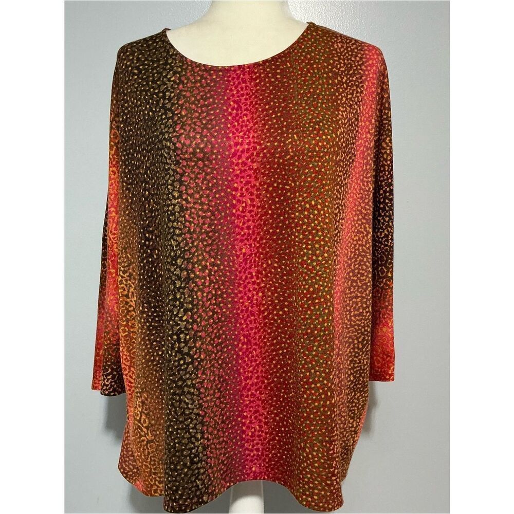 Chico's Ombre colorful Tunic in Red and Brown size 3 (L)